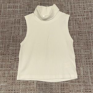 ASOS White Ribbed Mock Neck Crop Top - Size 2